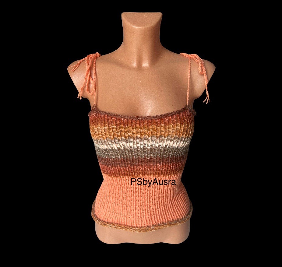 Crochet Top Boho Holiday Halter Cami Tank Tops psbyausra Multi