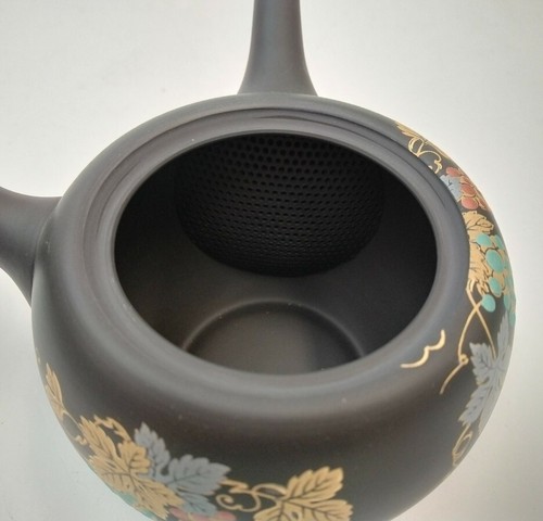 Tokoname Japanese Teapot Kokudei Black clay Round Grape Kyusu 320ml Y82 by Shoho - Picture 5 of 8