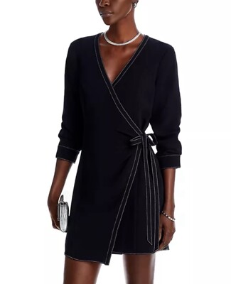 Cinq À Sept Chelsea Wrap Dress Women's Size 10. Black Formal. Party Short Dress