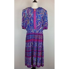 Vintage Tracy Richards Maxi Dress Womens 20 Boho Hippie Paisley