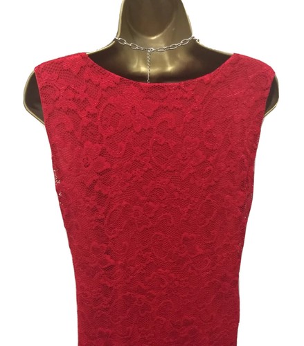 Amy Childs Red Lace Bodycon Midi Dress 10 Plunge V Neck Party Occasion Wedding - Picture 12 of 21