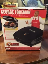 George Foreman Black Nonstick Healthy Cooking Champ Grill GR10B New In Box