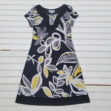 Sweet Storm Dress Girls Sz S Black Yellow Gray Stretch Floral Cap Sleeve