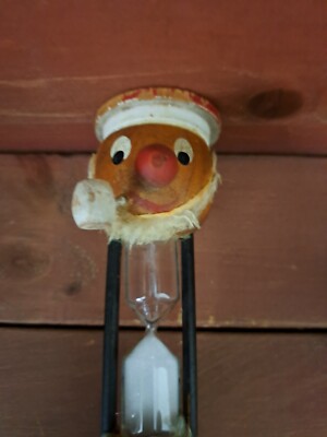 EGG TIMER VINTAGE KITCHEN '' Man With Pipe'' Wood Handmade Carving
