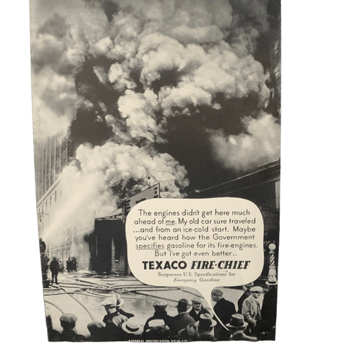Pubblicità Vintage 1935 Texaco Capo dei Vigili del Fuoco Supera Specifiche - Foto 1 di 4