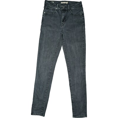 Levis 721 Premium Skinny high Rise Damen Stretch Jeans Hose 34 W26 L30 used grau