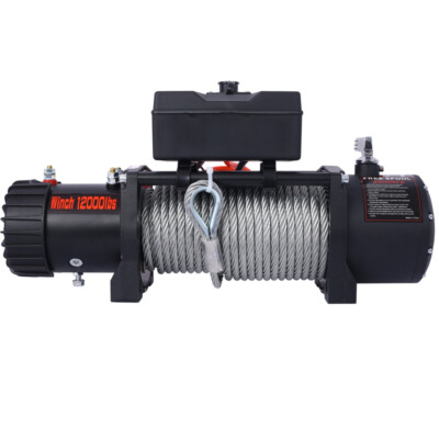 Electric Winch w/Steel Cable   Waterproof, Off-Road Towing for Truck 12V 12000LB
