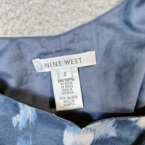 Nine West Hot 9 Dress Women's 2 Blue Floral Adjustable Strap A-Line Vintage NWT - Picture 6 of 14