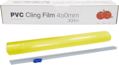 SUNRISE PACKAGING 18" Gastronomie Frischhaltefolie Rolle mit Schneidebox 450mm x 300m | Lebensmittelverpackung nachfüllbar