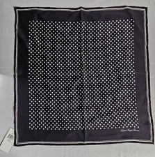 100% SILK Lauren Ralph Lauren Polka Dot Print Women Scarf Square 22″ X 22″ NEW
