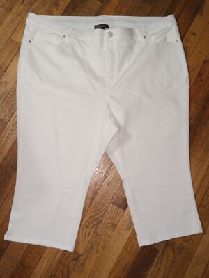 Lane Bryant Women's Plus Size Pedal Pusher Capri Jeans, White, Size 26 