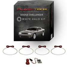 White Angel Eye LED Halo kit & RF Remote for 08-14 Dodge Challenger Headlights