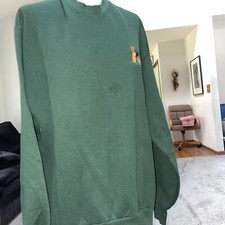 Jerzees Sweatshirt Terrier Dog Embroidered Green Size Large New No Tags