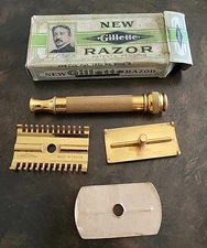 Vtg NOS Gillette Canada NEW Razor Palmolive Set Shipper Long Comb Paper Split