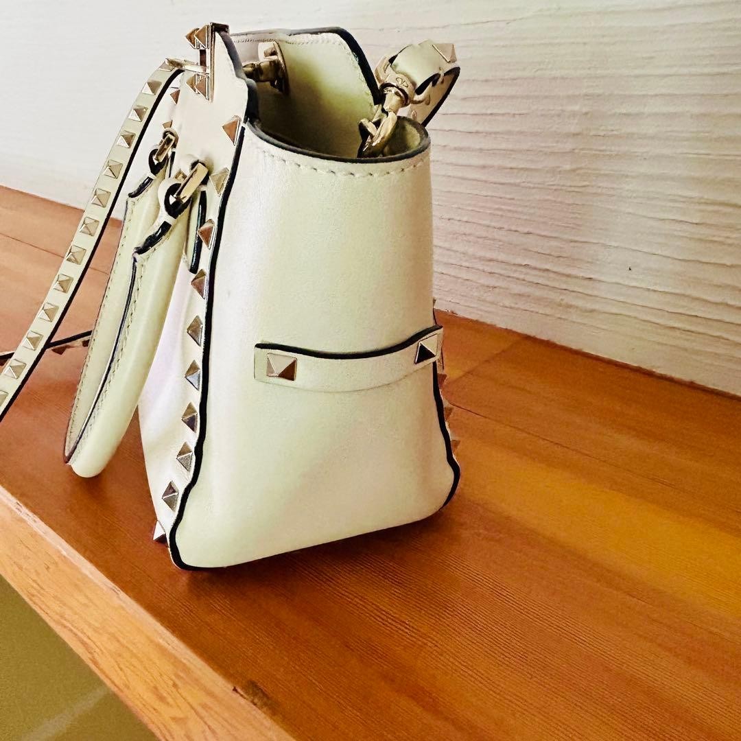 Valentino Garavani Rockstud 2Way Leather Shoulder Bag White, Pre-owned Japan thumbnail 14