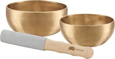 2 Piece Bronze Singing Bowl Set with Mallet  Felt Rings and Covers  Universal