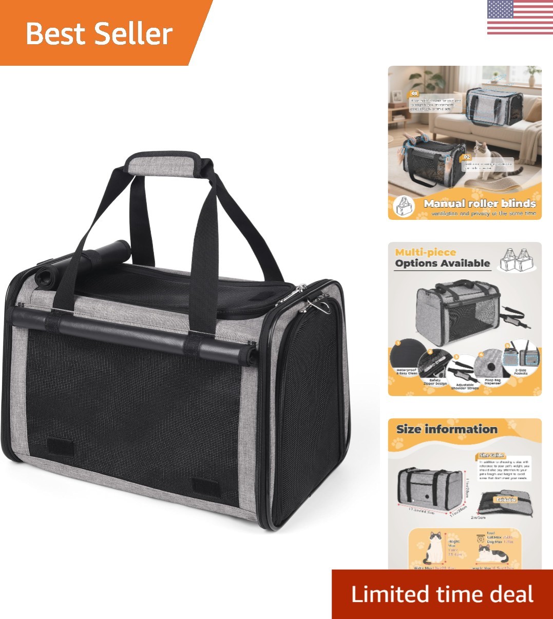 Airline Approved Lightproof Soft-Sided Pet Carrier - 17.5&rdquo;