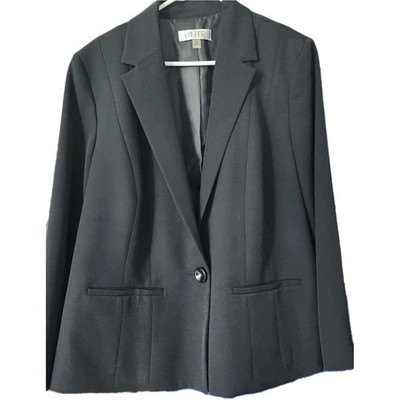 Kasper Black Blazer Women s 18W Plus Size Career Office Classic Jacket