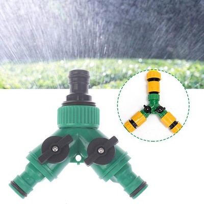 2 Way Garden Water Pipe Connectors Pipe Adapter Y Shape Three Way Plastic Valve