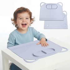 1 Pack Silicone Suction Placemat with Teething Edge Bumper/spill for Baby Tod...