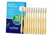 Pure Bamboo Toothbrushes 10 Pack   Soft BPA-Free Bristles, Eco-Friendly