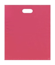 SSWBasics Plastic Bags with Handles - Pink Merchandise Bags (15x18) - Pack