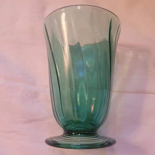 Jeannette Depression Glass Ultramarine Swirl Petal Tumbler -  4 1/2 in - Vintage
