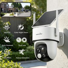 Wansview Dual-Lens Wireless Solar Security Camera 360 PTZ 64X Zoom Ai Detection
