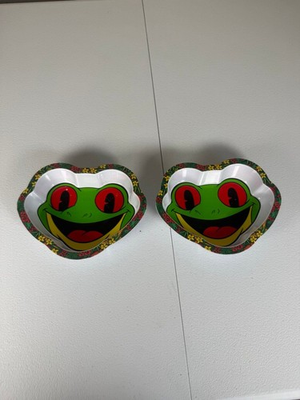 #ad Rare Landy’s Restaurants Set of 2 Frog Tropical Kids Bowls 7x5in $5.40