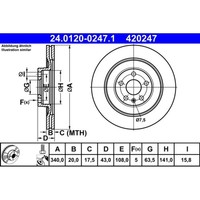 Bremsscheibe ATE 24.0120-0247.1 (2 Stk.) FüR Volvo Xc90 II