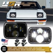 Black Housing LED Projector 7x6 Headlight H6054/6052 w/MODULE For Toyota/Honda