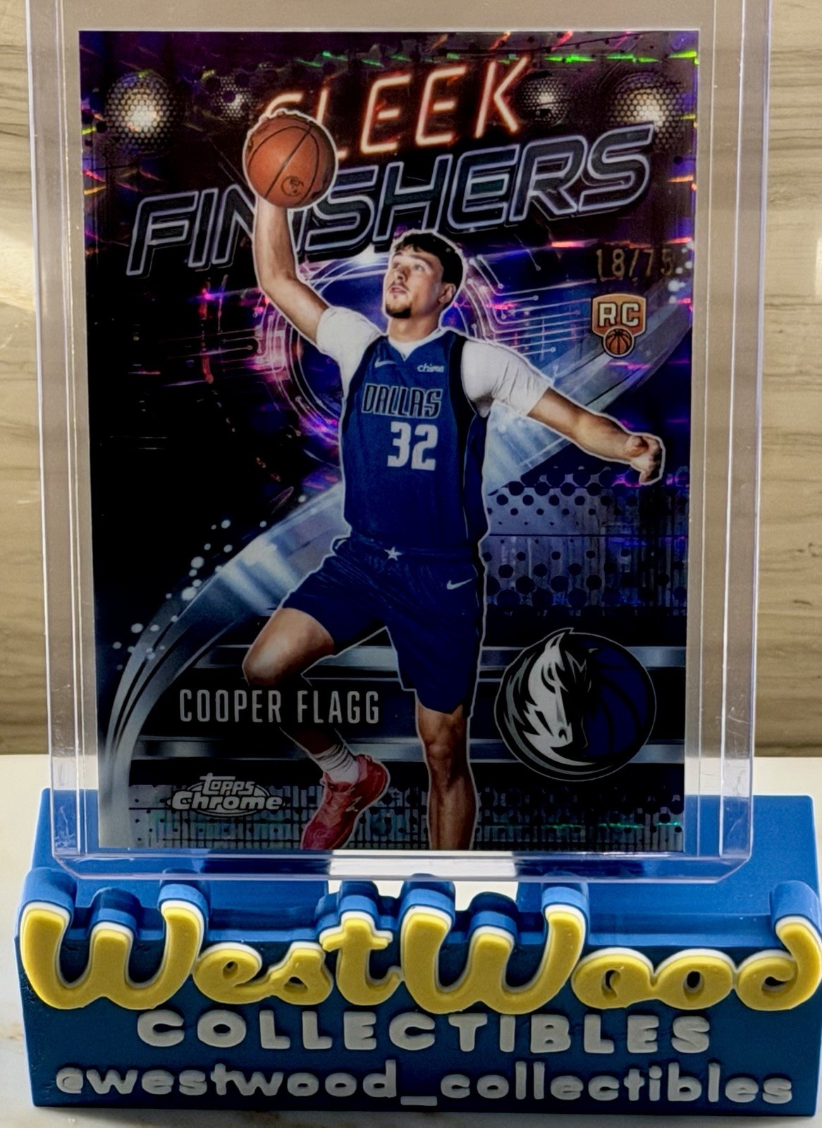 2025-26 Topps Chrome Cooper Flagg RC Rookie Sleek Finishers Purple /75