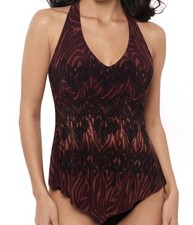Magicsuit Women's Zabra Taylor Tankini Swim Top, Brown Multi, 12, MSRP 128