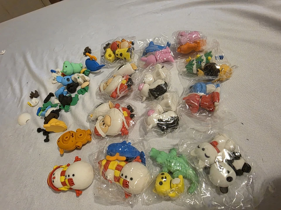 Gomas de borrar rompecabezas de animales japoneses Iwako enorme lote de 24 nuevas sin abrir y más abiertas Foto 3 de 4