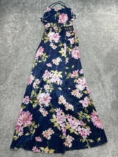 Lulus Stunning Soiree Ruched Midi Dress Womens XS Blue Floral Lined Stretch New