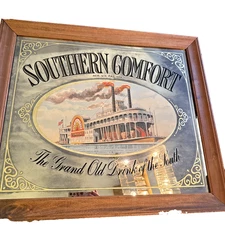 Vintage Southern Comfort Mirror Bar Sign Riverboat Grand Drink of the South 30"