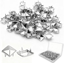 500 Pcs Metal Pyramid Studs 4-Prong Square Spikes for DIY Punk Clothing Access