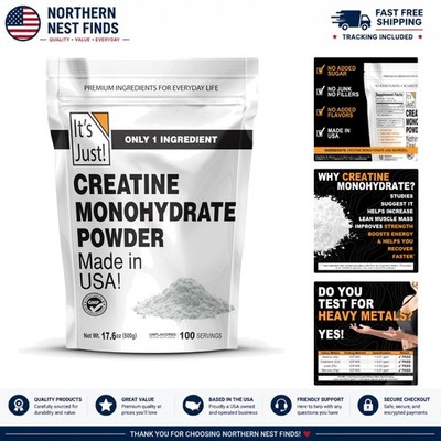 High-Quality Creatine Monohydrate Powder - 500g, 100 Servings, Scoop Included