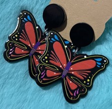 Colorful Light Weight Butterfly Shaped Earrings. Casual, Bright, Party, Festive