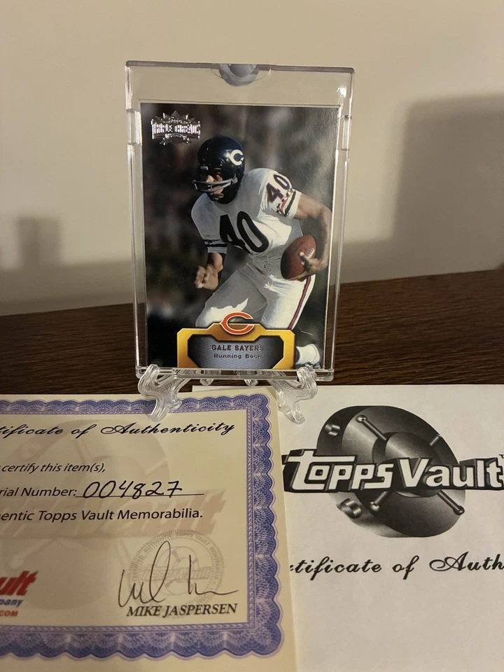 GALE SAYERS 2011 Topps Vault Triple Threads Proof 1 of 1 1/1 RARE COA HOF GREAT - Image 2 of 4