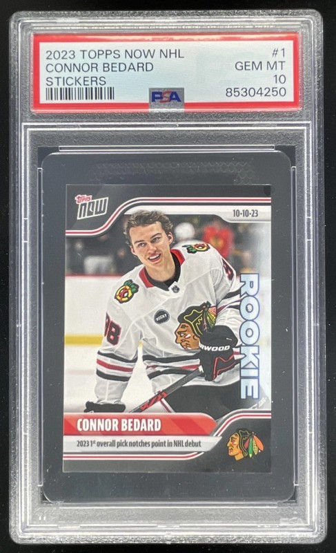 2023-24 Topps Now NHL Stickers #1 Connor Bedard RC PSA 10