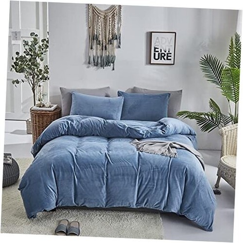 Blue Velvet Comforters King Size Women Men Solid King-104"*90" 1-haze Blue