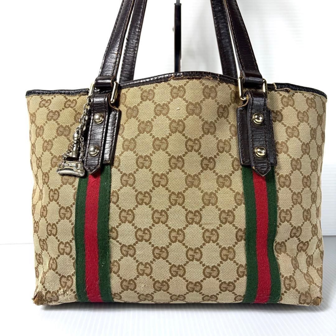 バッグ GUCCI Sherry Line Hand Bag GUCCI Sherry Line Hand Tote Bag Charm GG Canvas Leather 137396 | eBay
