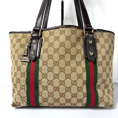 GUCCI Sherry Line Hand Tote Bag Charm GG Canvas Leather 137396 | eBay