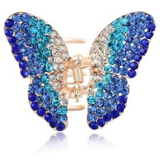 1 Piece Crystal Rhinestones Butterfly Hair Claw 1 Count Pack of 1 , Blue