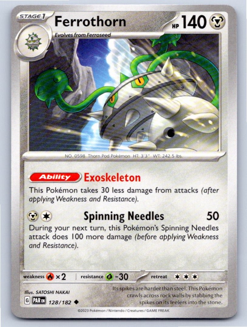 2023 POKEMON FERROTHORN PARADOX RIFT 128/182 UNCOMMON NM A36121 FREE S&H