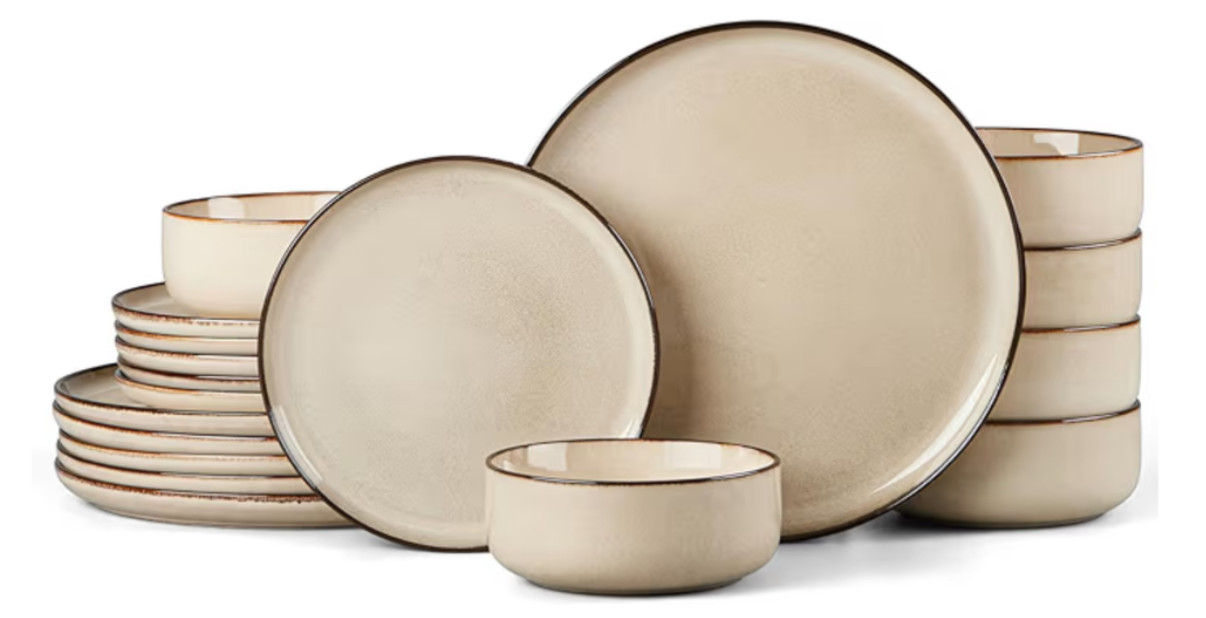 HaWare 18 Piece Dinner Set, Stoneware Dinnerware Service for 6 Reactive Glaze