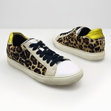 Zadig Voltaire Women's Sneakers Size 39 Leo Leopard Wild Leather Low Top Casual