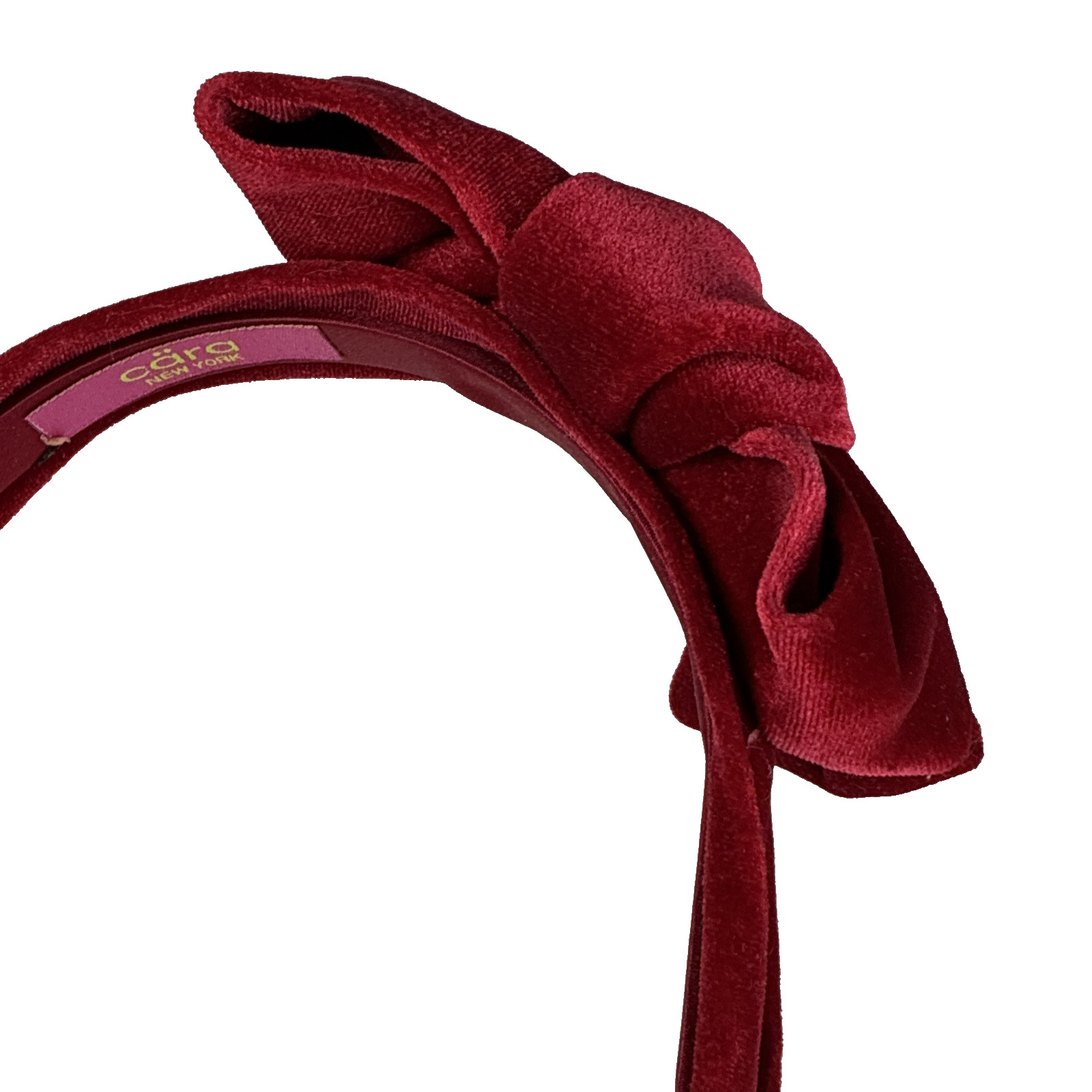 Cara New York Deep Red Velvet Bow Headband Thick Padded Hair Band