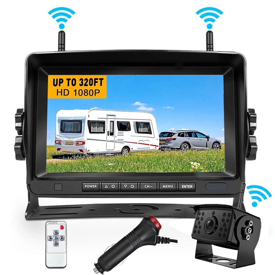 1080P Wireless RV Backup Camera 7" DVR Quad Monitor BSD AI for Truck Trailer Bus - Image 4 of 4